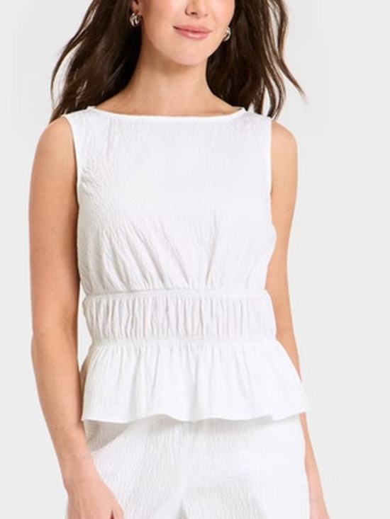 a new day Tops - a new day White Sleeveless Peplum Camisole